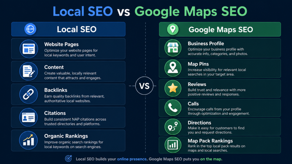 Local SEO and Google Maps SEO comparison